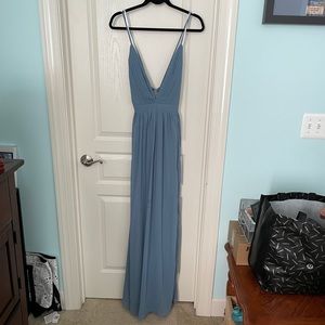 Lulus Ballroom Bliss Slate Blue dress L